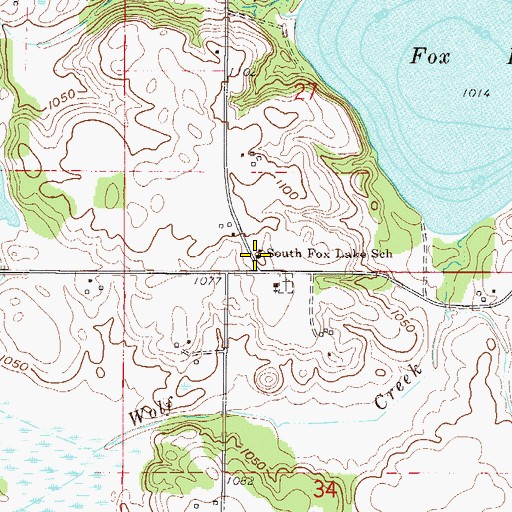 Topographic Map of South Fox Lake School, MN