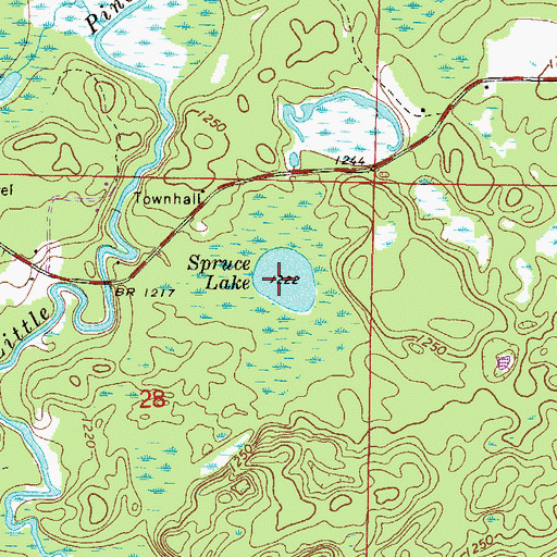Topographic Map of Spruce Lake, MN