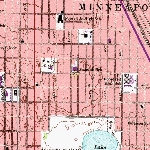 Topographic Map of Standish School, MN