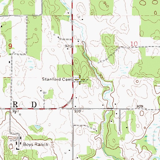 Topographic Map of Stanford Cemetery, MN