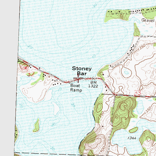 Topographic Map of Stoney Bar, MN