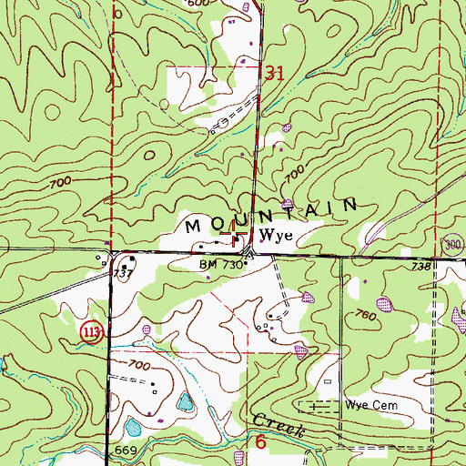 Topographic Map of Wye United Methodist Church, AR