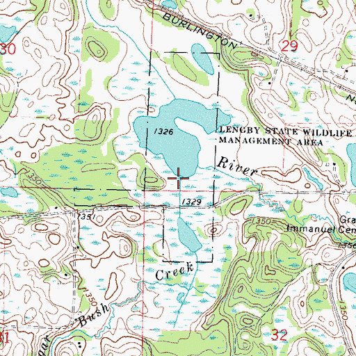 Topographic Map of Sugar Bush Creek, MN