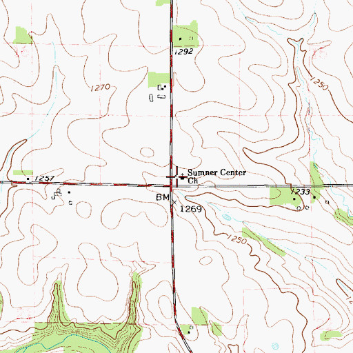 Topographic Map of Sumner Center Church, MN