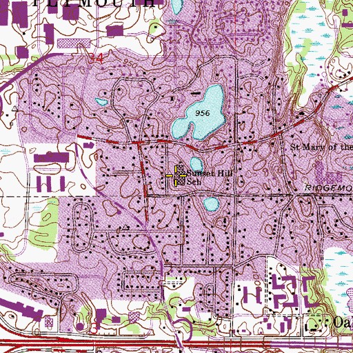 Topographic Map of Sunset Hill School, MN
