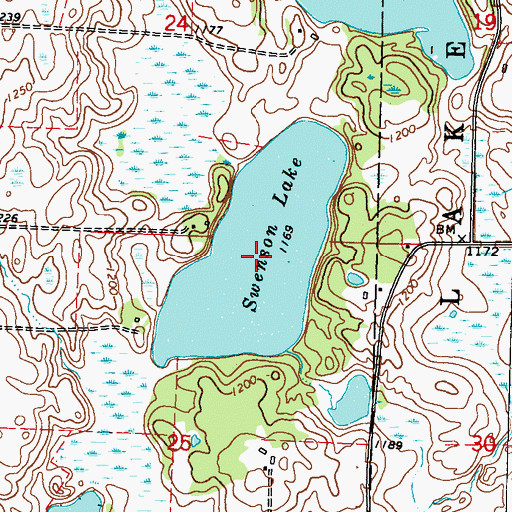 Topographic Map of Swenson Lake, MN
