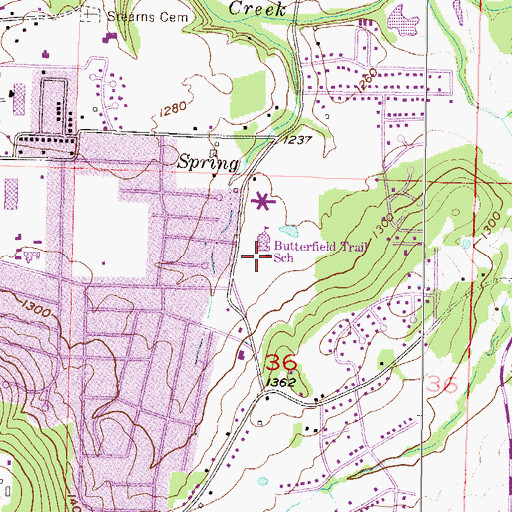 Topographic Map of Butterfield Trail Park, AR