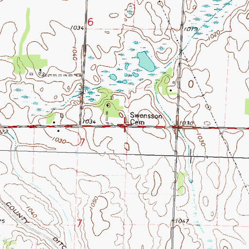 Topographic Map of Swensson Cemetery, MN