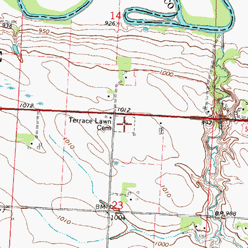 Topographic Map of Terrace Lawn Cemetery, MN