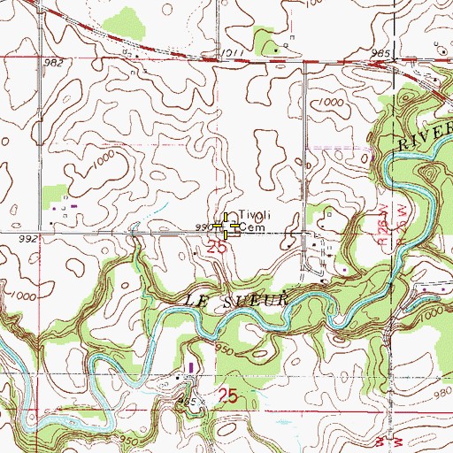 Topographic Map of Tivoli Cemetery, MN