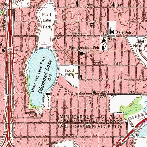 Topographic Map of Todd Park, MN