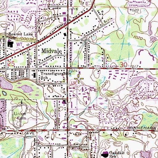 Topographic Map of Transfiguration Catholic School, MN