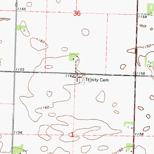 Topographic Map of Trinity Cemetery, MN