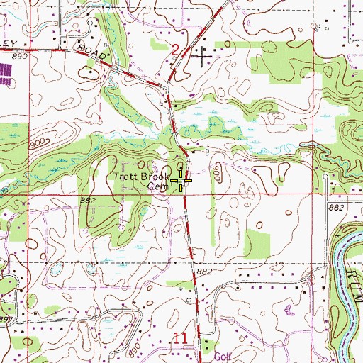 Topographic Map of Trott Brook Cemetery, MN