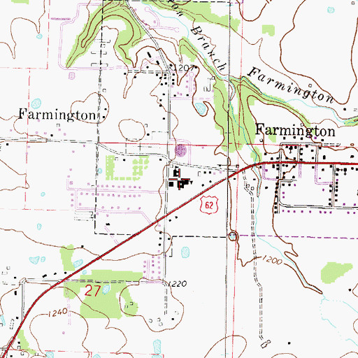Topographic Map of Farmington High School, AR