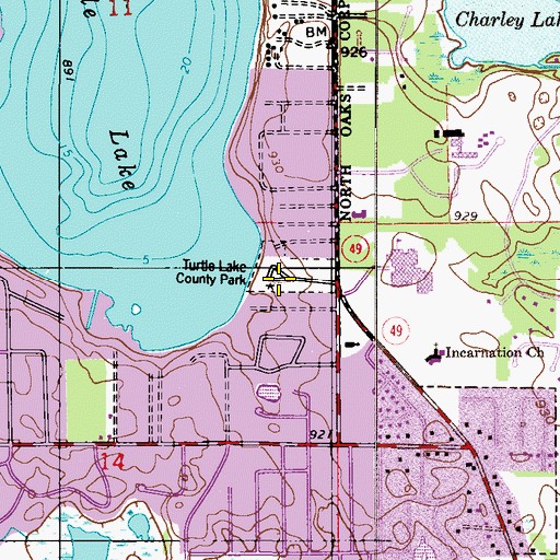 Topographic Map of Turtle Lake Park, MN