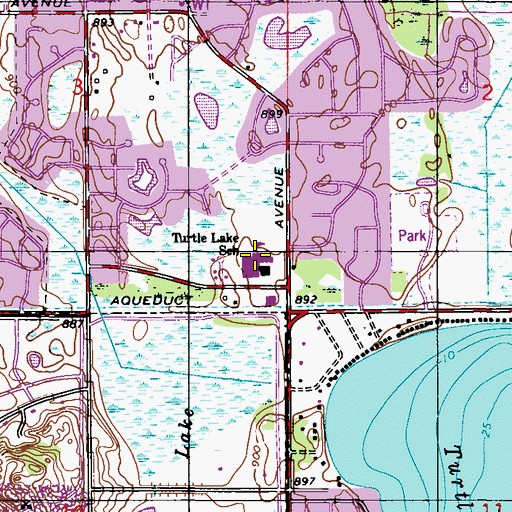 Topographic Map of Turtle Lake Elementary School, MN