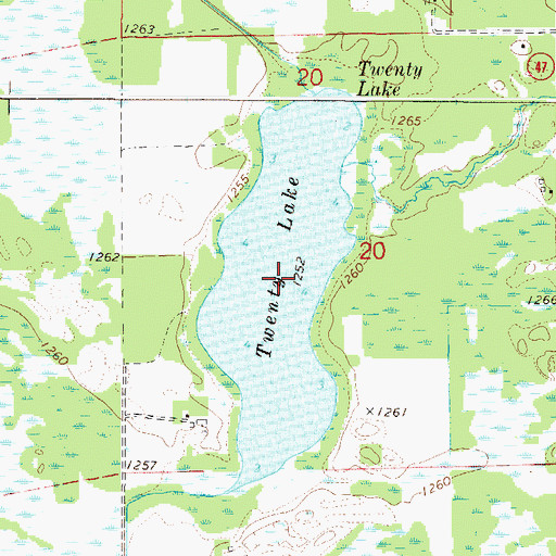Topographic Map of Twenty Lake, MN