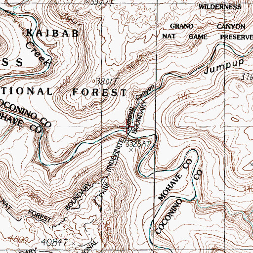 Topographic Map of Jumpup Canyon, AZ