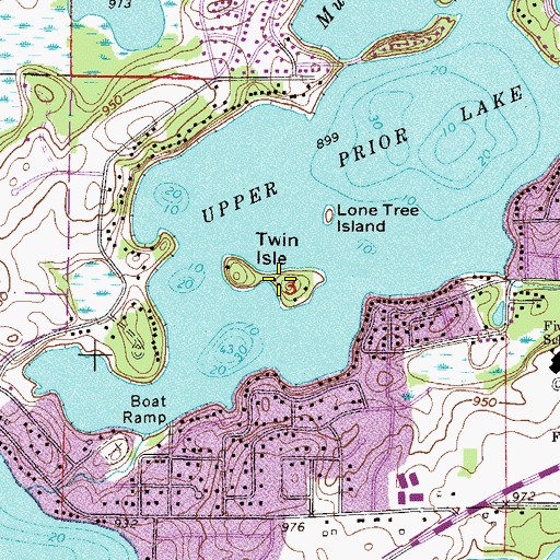 Topographic Map of Twin Isle, MN