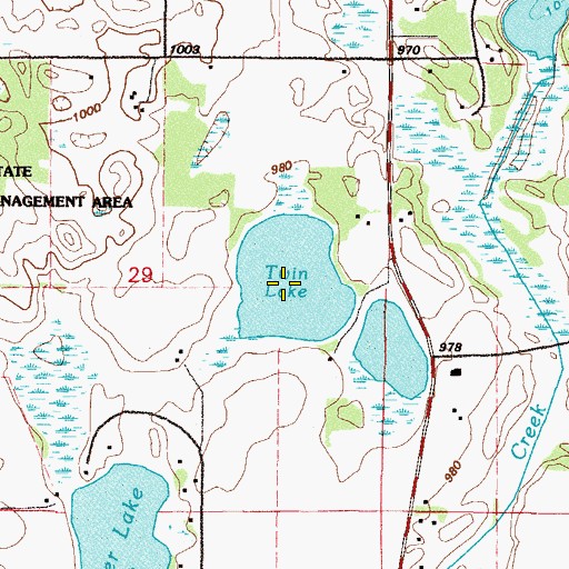 Topographic Map of Twin Lake, MN