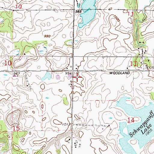 Topographic Map of Twin Ponds School, MN