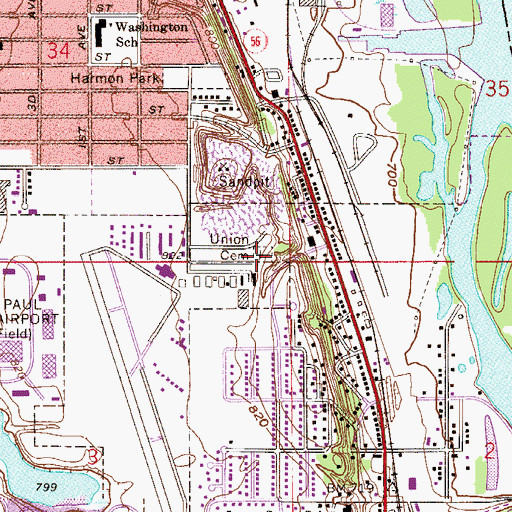 Topographic Map of Union Cemetery, MN