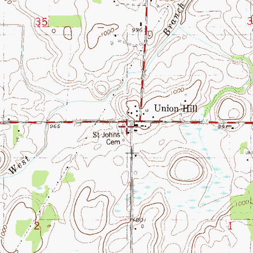 Topographic Map of Union Hill, MN