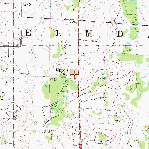 Topographic Map of Upsala Memorial Cemetery, MN