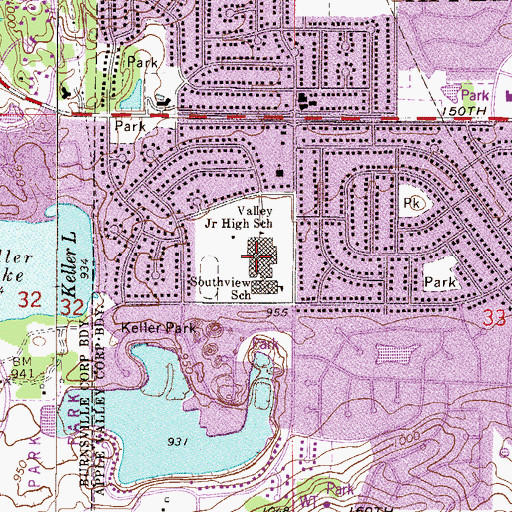 Topographic Map of Valley Middle School, MN