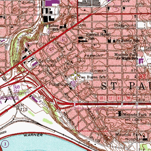 Topographic Map of Van Buren School, MN