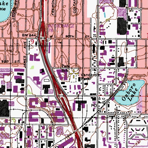 Topographic Map of Vanderbie Park, MN