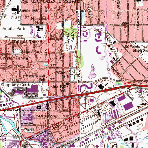 Topographic Map of Walker Park, MN