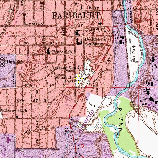Topographic Map of Wapacuta Park, MN