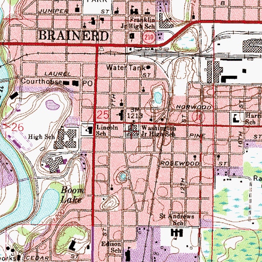 Topographic Map of Paul Bunyan Educational Cooperative, MN