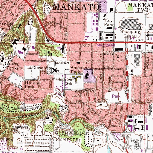 Topographic Map of Washington Elementary School, MN