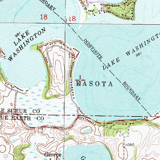 Topographic Map of Lake Washington, MN