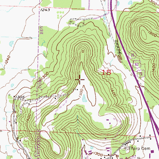 Topographic Map of Millsaps Mountain, AR