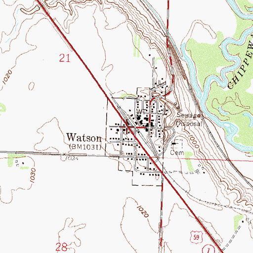 Topographic Map of Watson, MN