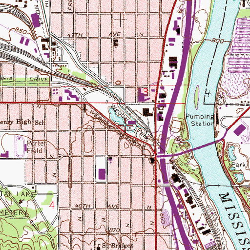 Topographic Map of Webber Park, MN