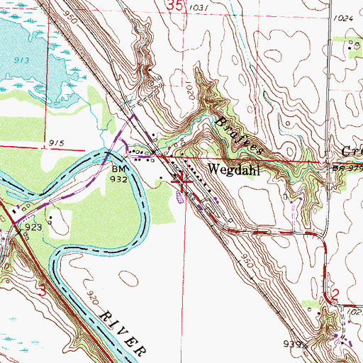 Topographic Map of Wegdahl, MN