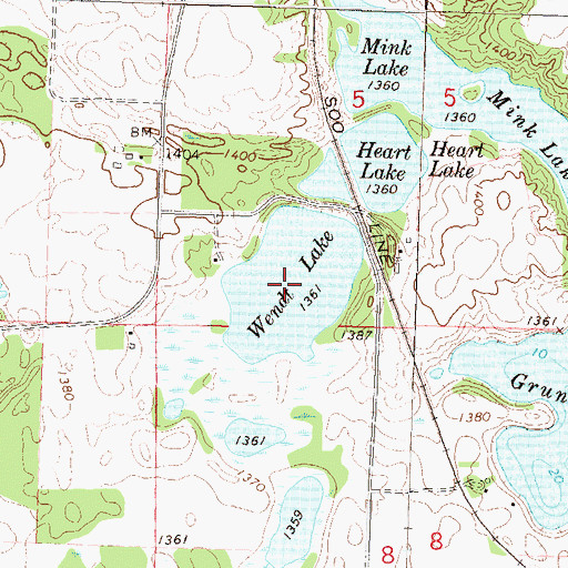 Topographic Map of Wendt Lake, MN