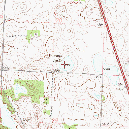 Topographic Map of Werson Lake, MN