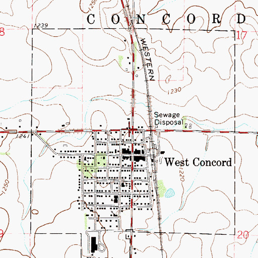 Topographic Map of West Concord, MN