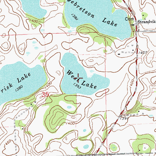 Topographic Map of West Lake, MN