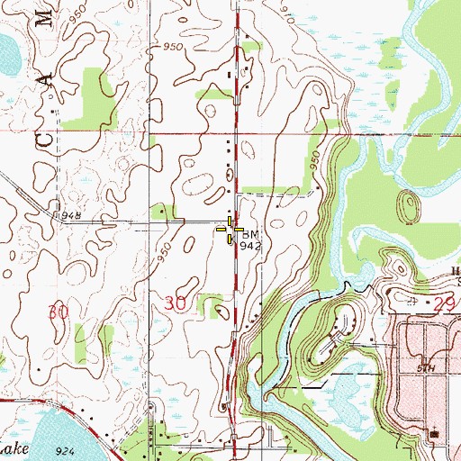 Topographic Map of West Riverside School, MN