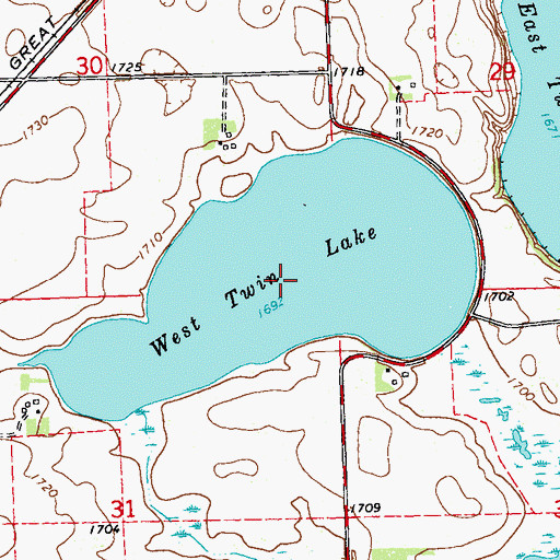 Topographic Map of West Twin Lake, MN