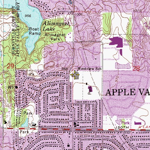 Topographic Map of Westview Elementary School, MN