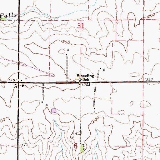 Topographic Map of Wheeling School, MN