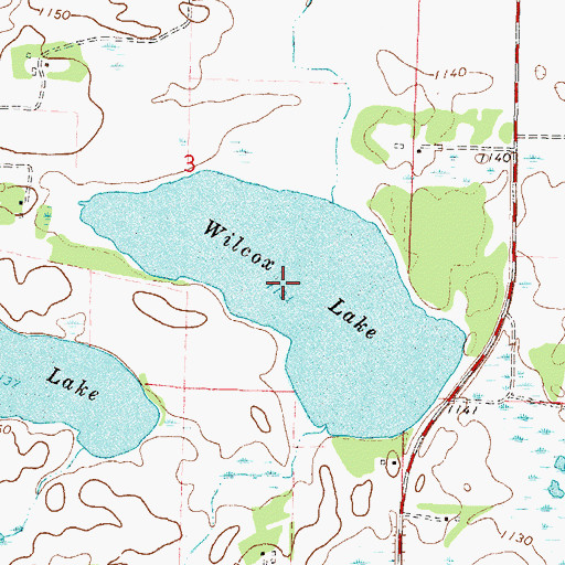 Topographic Map of Wilcox Lake, MN